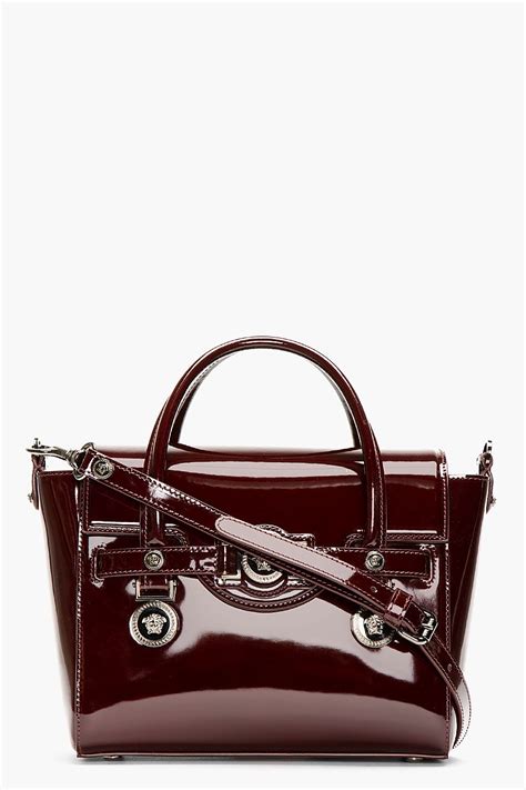 versace collection burgundy leather handbag
